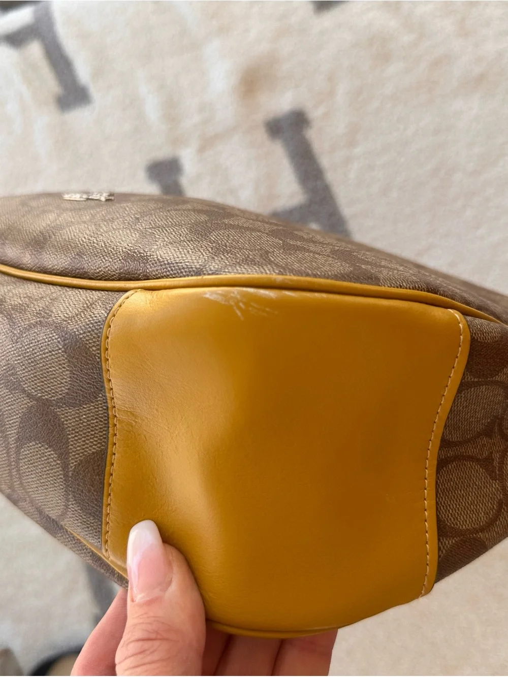 Coach Brown 2018 Laureal Hobo Bag with Yellow Trim